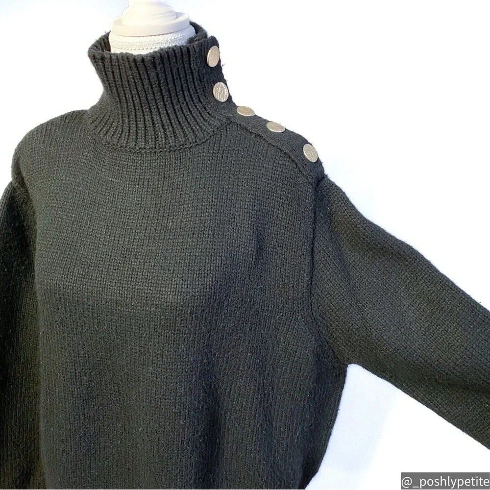 Zara knit small black mock  neck button sweater - Picture 9 of 16